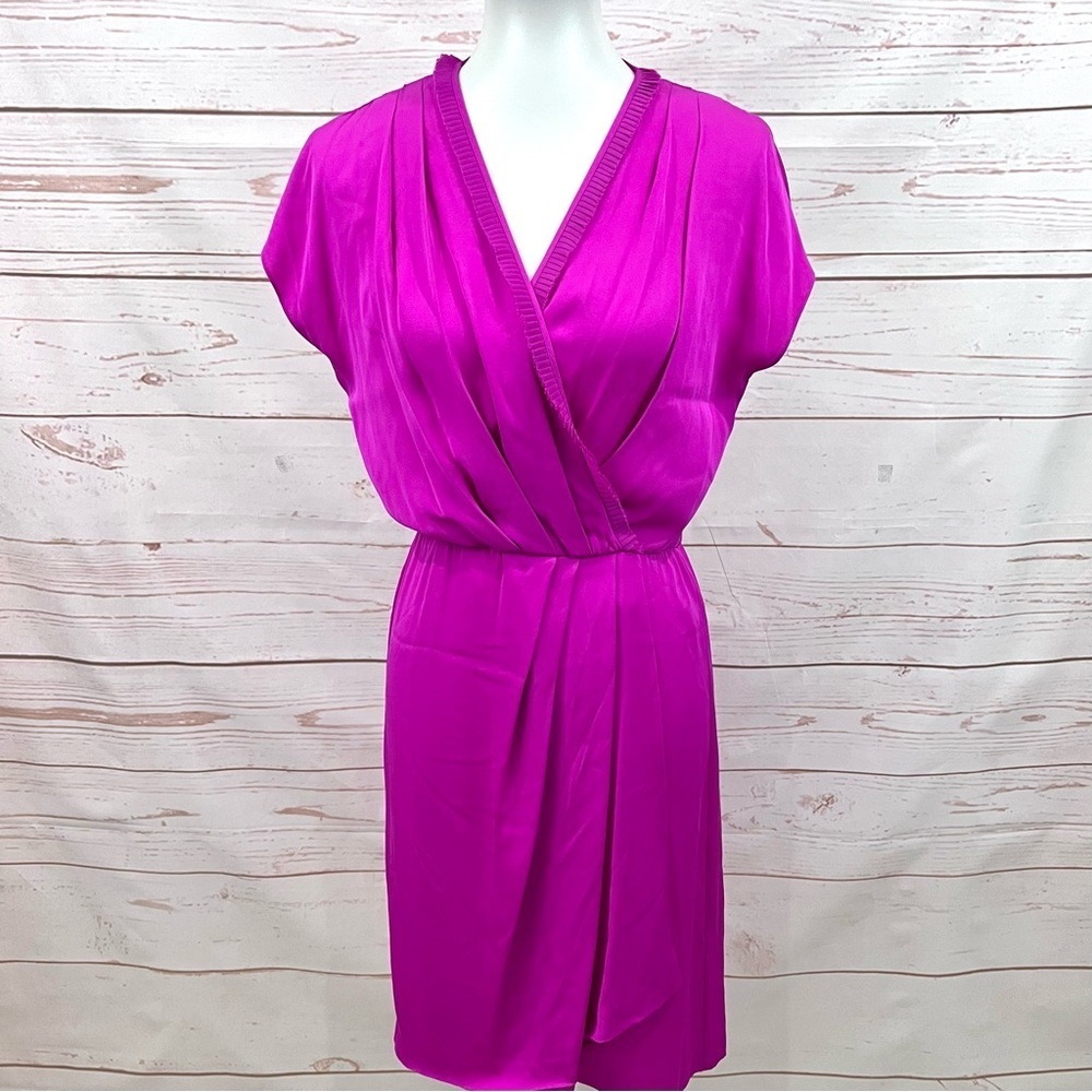 Diane Von Furstenburg Magenta Fuchsia Silk Surplice Faux Wrap Mateo Dress